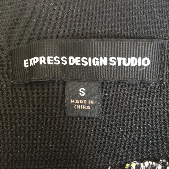 Express // Black-White-Yellow Mini Skirt - Picture 3 of 8